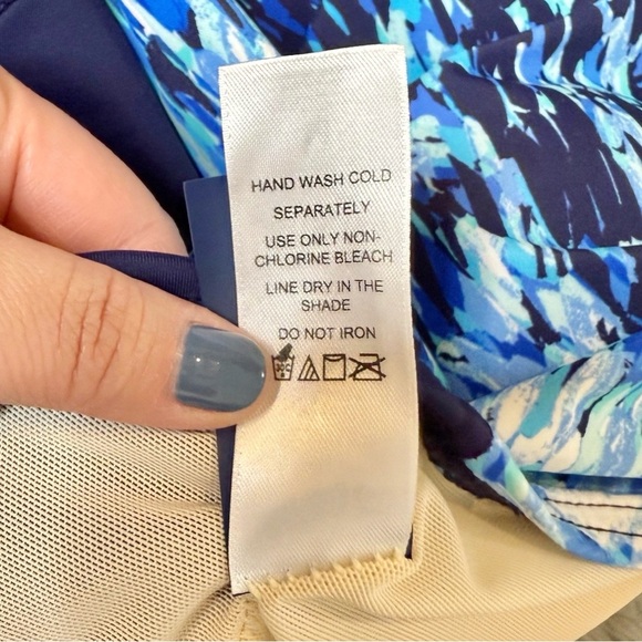 Swimsuits For All Chlorine Resistant Blue Square Neck One Piece Swimsuit Sz 18 - Picture 8 of 15